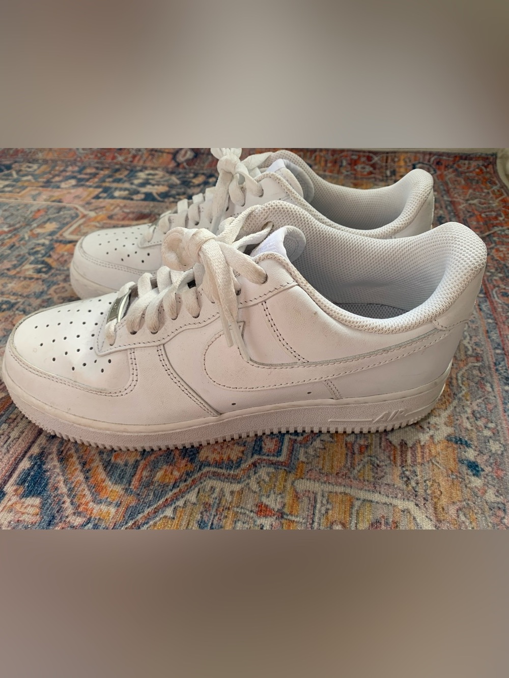 Nike Men's All-White Leather Low-Top Sneakers